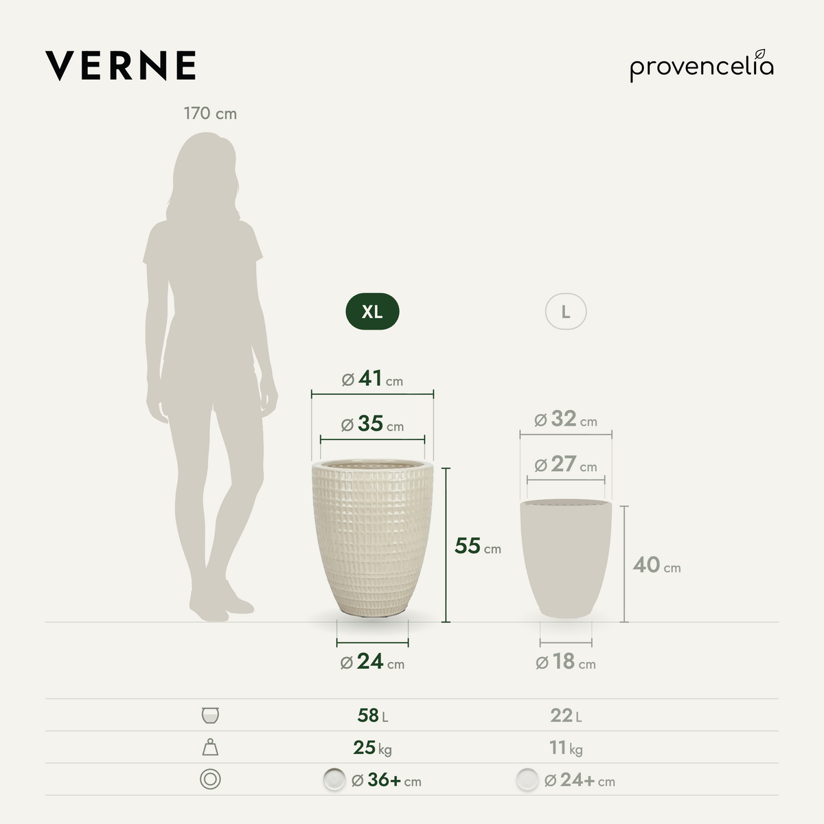 VERNE XL – wymiary