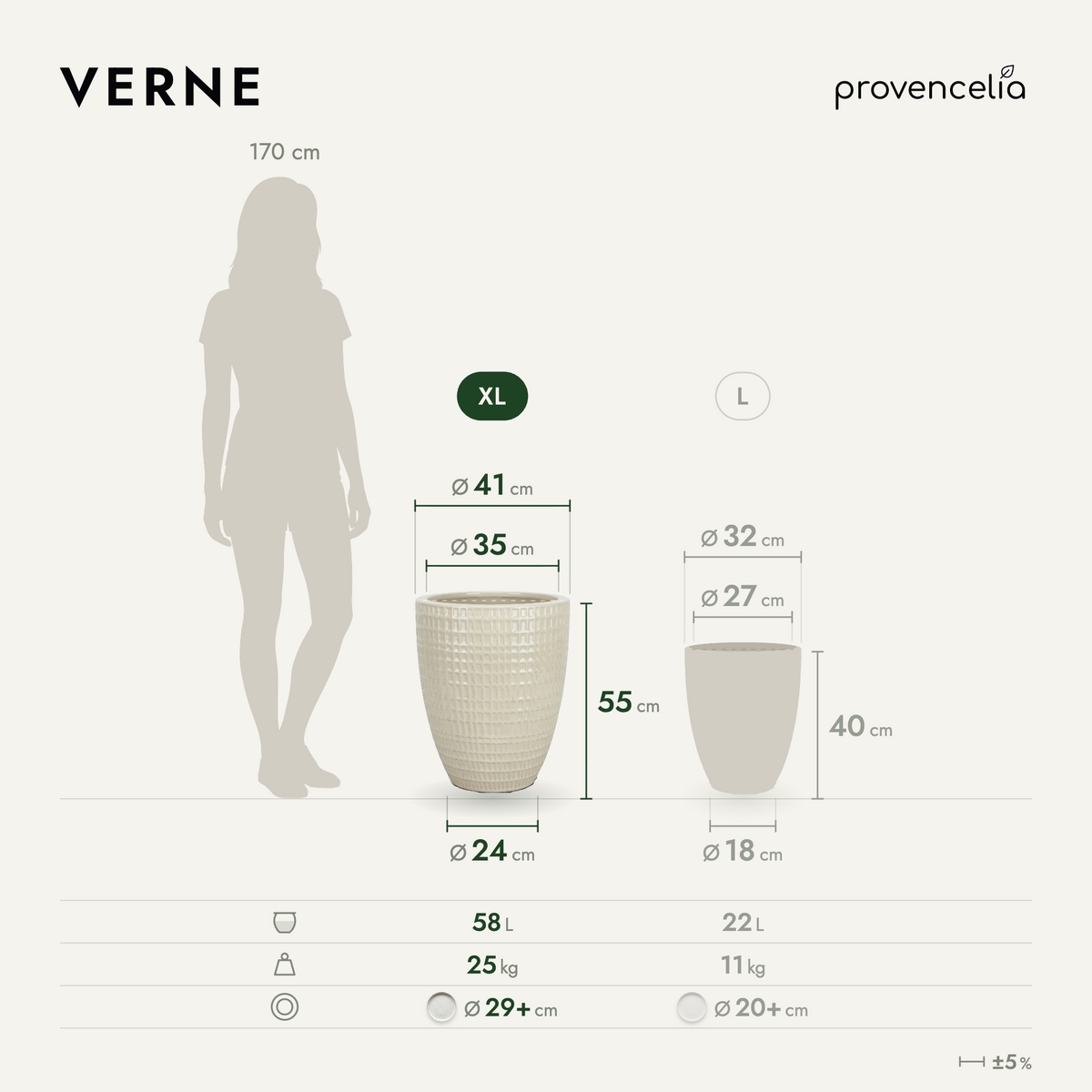 VERNE XL – wymiary