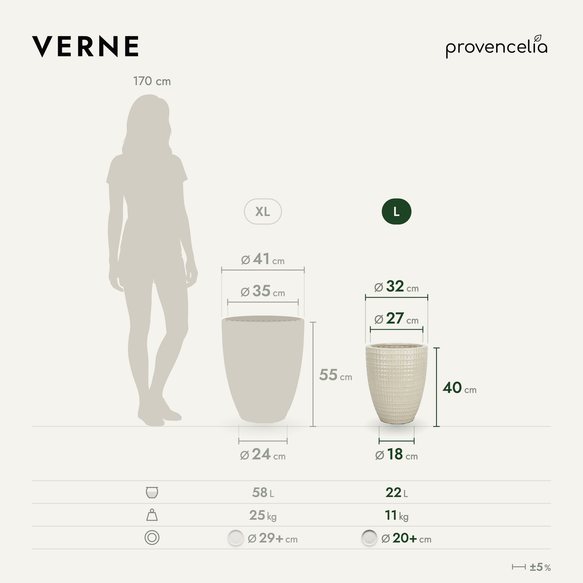 VERNE L – wymiary