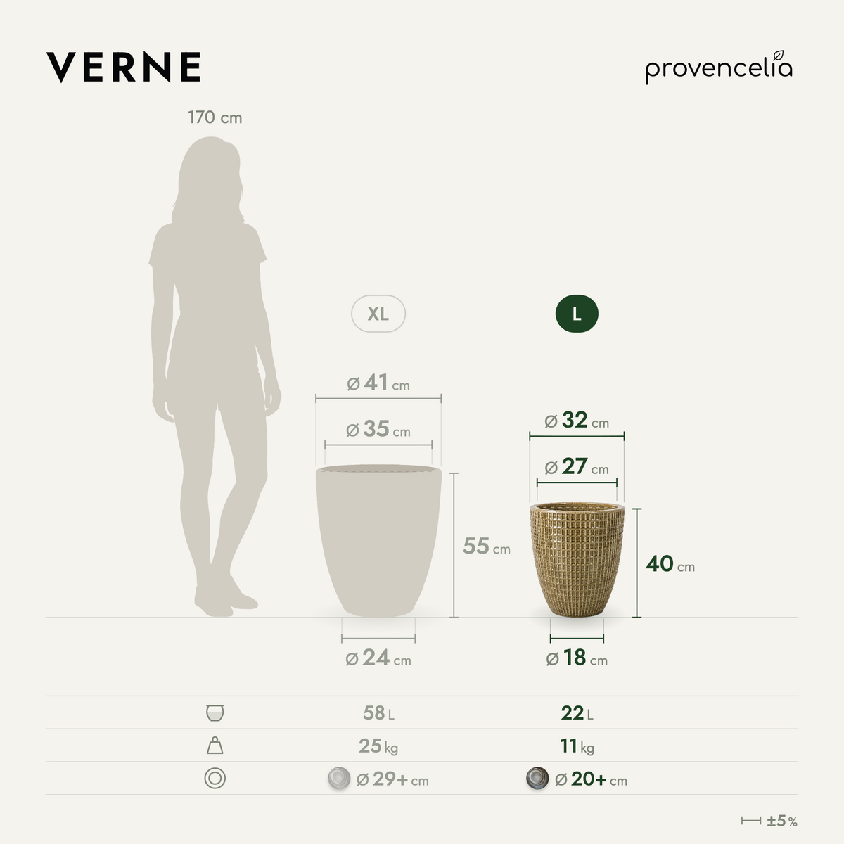 VERNE L – wymiary