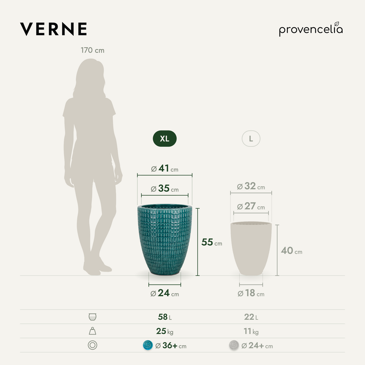VERNE XL – wymiary