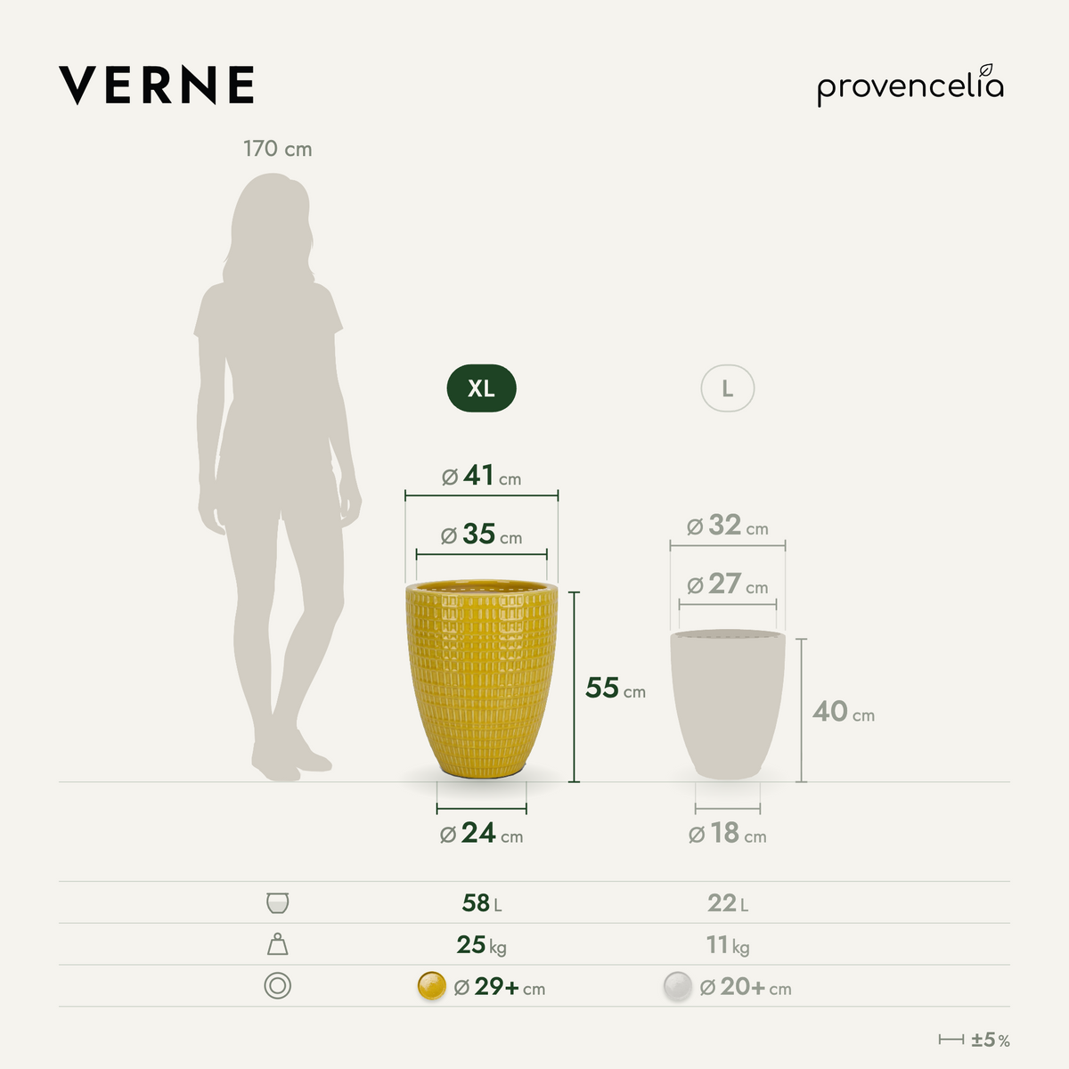 VERNE XL – wymiary