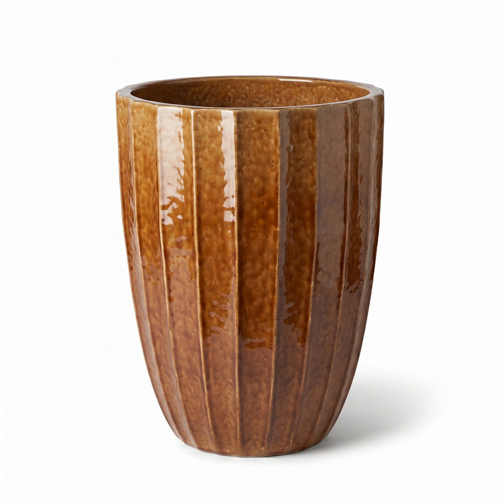 Doniczka ceramiczna Hugo w kolorze szczotkowanego brązu – Ręcznie robiona szkliwiona doniczka z terakoty - XL: 44 x 59 cm