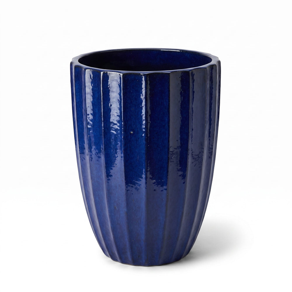 Doniczka ceramiczna Hugo w kolorze kobaltowym niebieskim – Ręcznie robiona szkliwiona doniczka z terakoty - XXL: 55 x 71 cm
